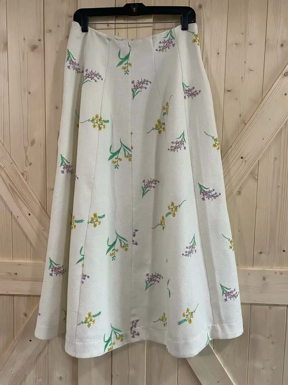 Anne Fernandes Premium Collection Floral Embroidered Midi Skirt Size L - Picture 6 of 9